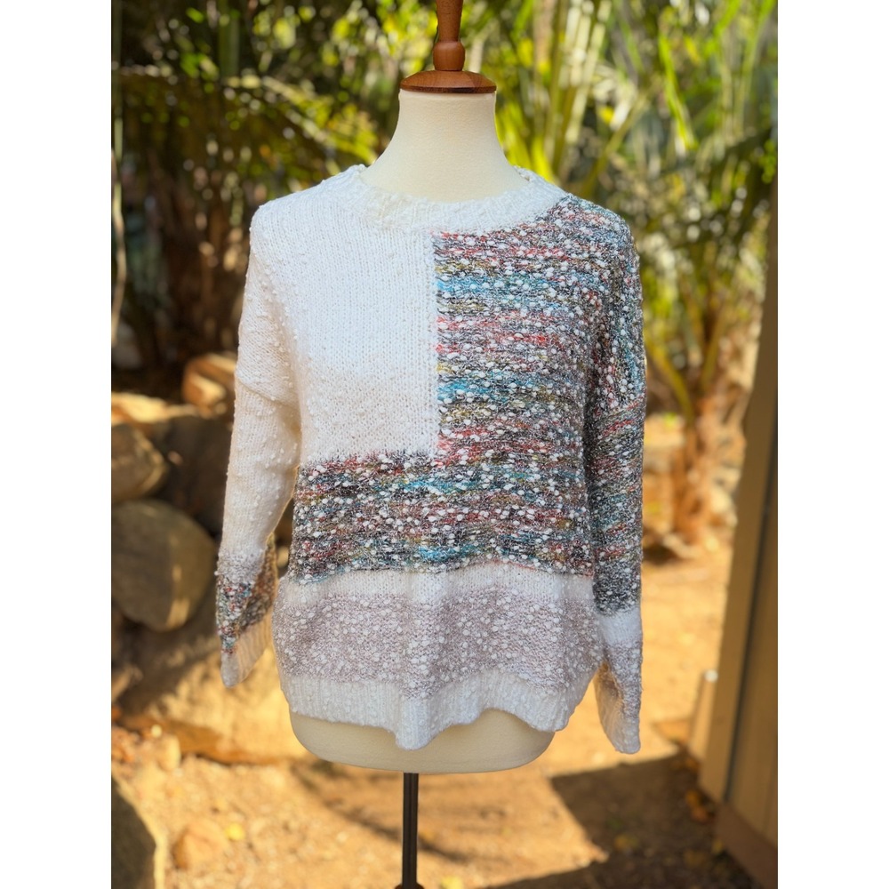 Raga Anthropologie Dempsey Fuzzy Knit Tinsel Sweater Size XS Grandma Craftcore